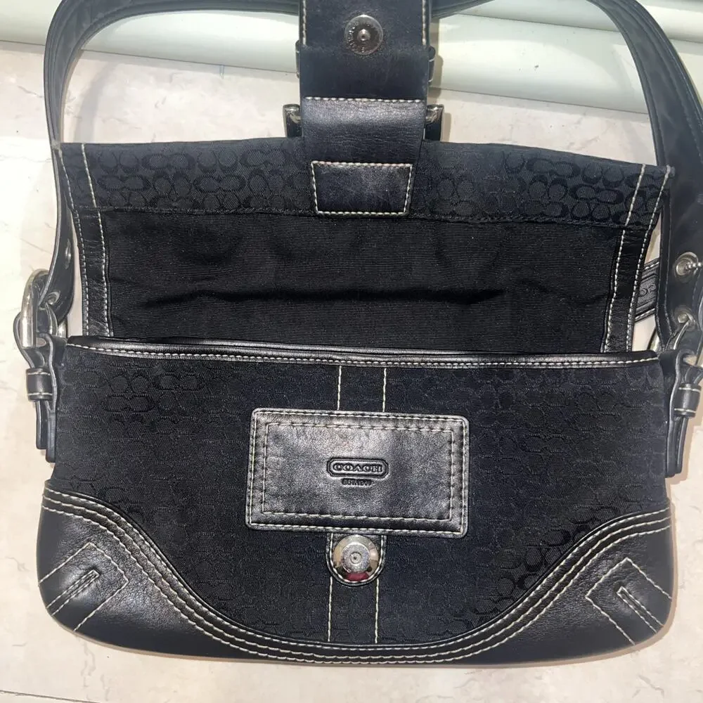 COACH y2k belt soho black leather shoulder bag canvas signature Accessory pouch
